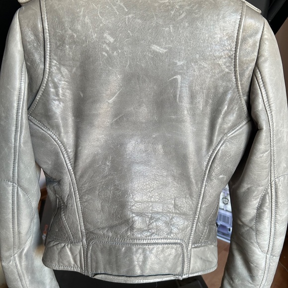 2008 BALENCIAGA LEATHER MOTO JACKET in Light Grey, size 38 - Picture 15 of 16